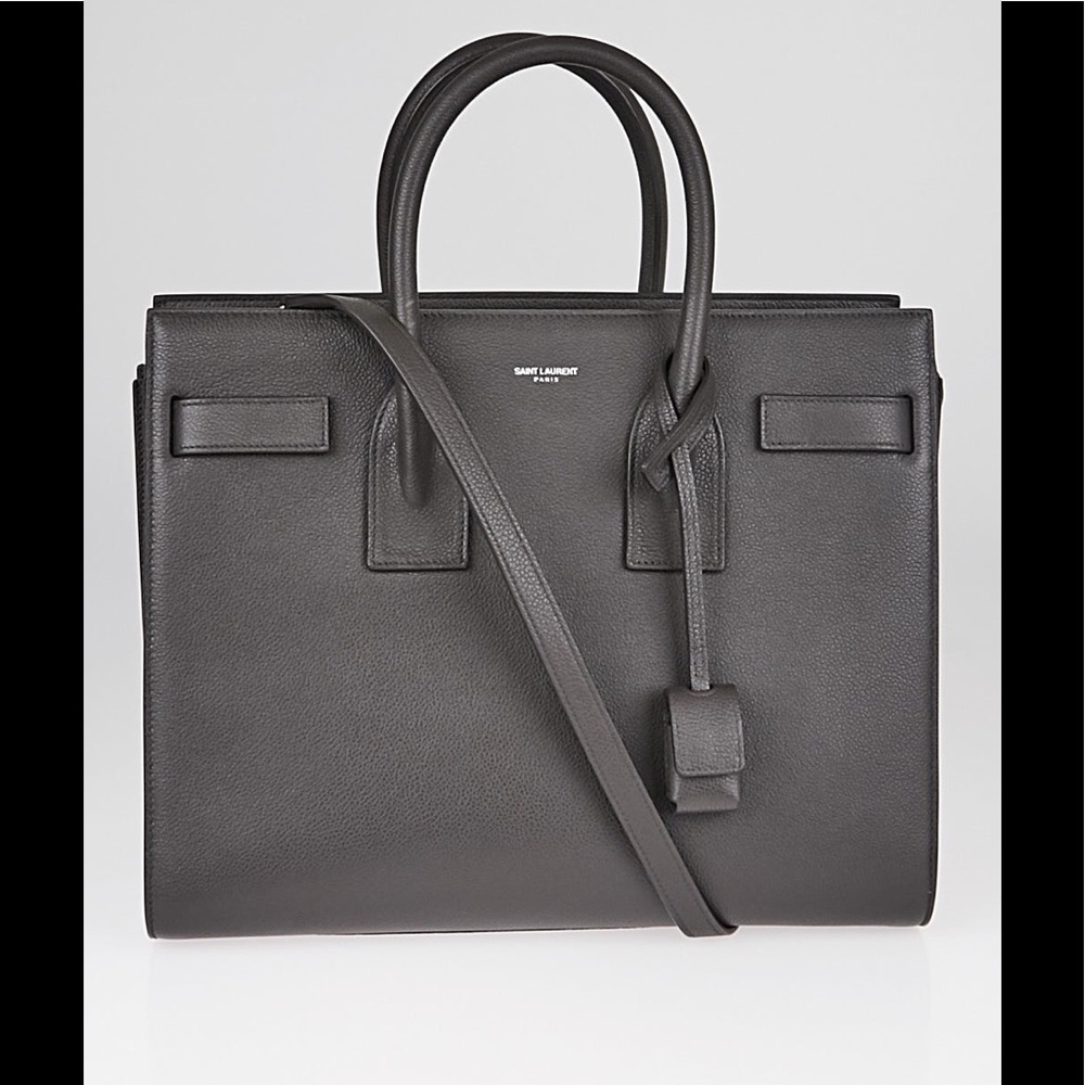 SAINT LAURENT Med Sac de Jour Grained Leather Tot